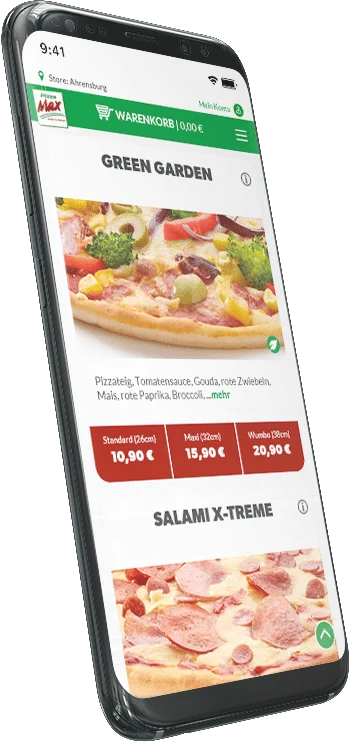 Bestell-App auf einem Smartphone mit Produktübersicht