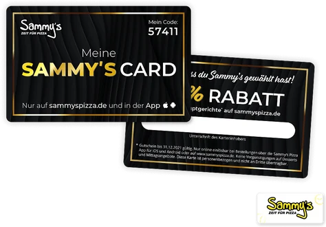 Vorder- und Rückseite der Sammy's Card mit persönlichem Code